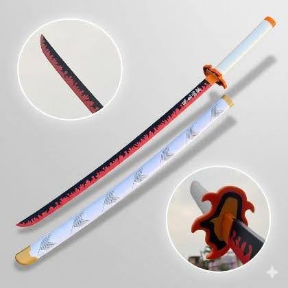 Demon Slayer Kyojuro Rengoku  Life Size Wooden Katana