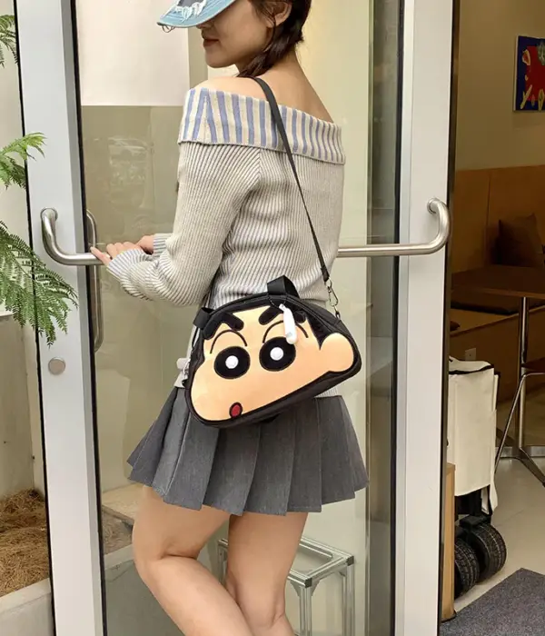 Cute Shinchan Face Plush Sling Bag for Girls | Kawaii Mini Shoulder Bag