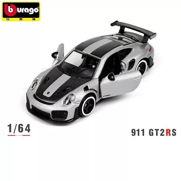 Official Bburago Porsche 911 GT2 RS Grey - 1:64 Diecast Scale Model